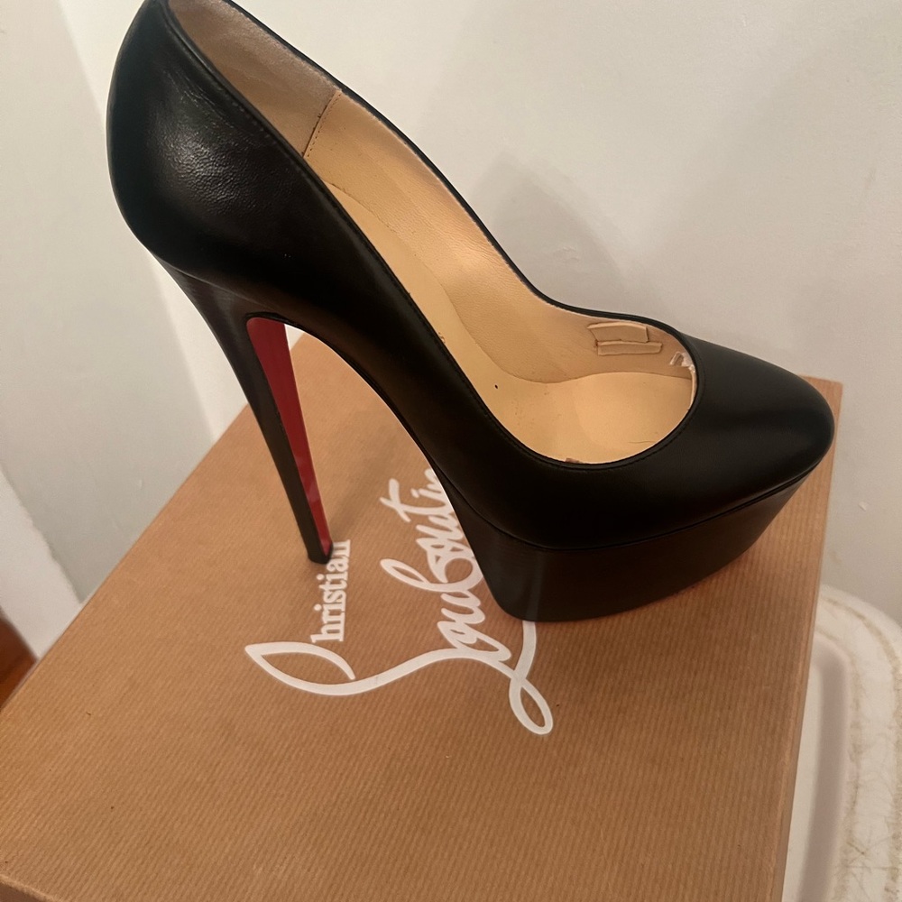 Christian Louboutin Black and Red Heels with Stiletto Design